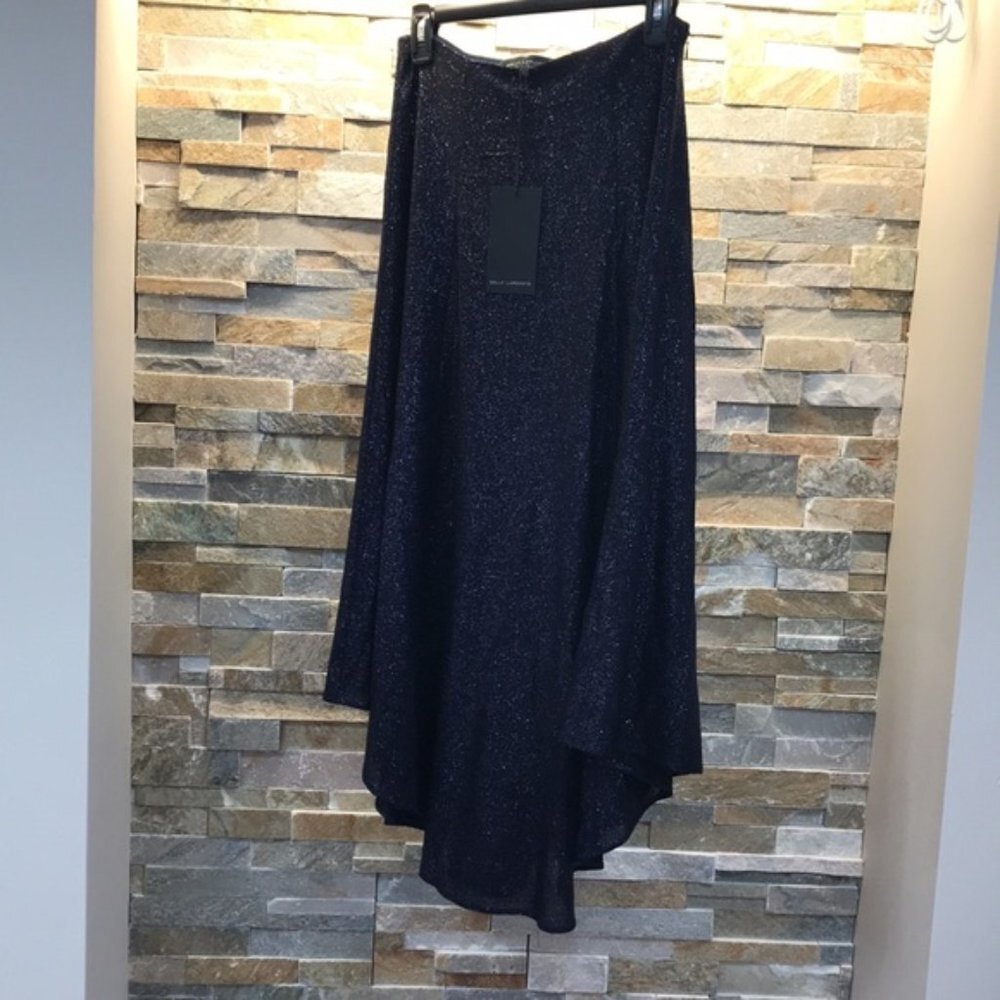 Sally LaPointe Navy Metallic Skirt - Picture 2 of 10